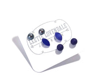 Load image into Gallery viewer, Blue Ombre' Vintage Lucite Tiny Studs Set | 3 Pair of Tonal Earrings