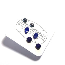 Load image into Gallery viewer, Blue Ombre' Vintage Lucite Tiny Studs Set | 3 Pair of Tonal Earrings