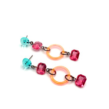 Load image into Gallery viewer, Neon &amp; Gem Statement Earrings