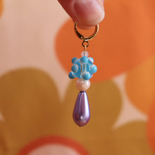 Load image into Gallery viewer, Glass Beaded Funky Chunky Blue Drop Earrings