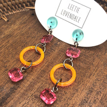 Load image into Gallery viewer, Neon &amp; Gem Statement Earrings