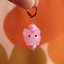 Load image into Gallery viewer, Glass Beaded Precious Pink Pig Earrings