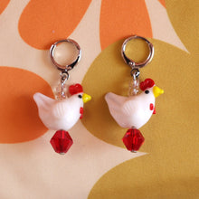 Load image into Gallery viewer, Glass Beaded Chicken Earrings