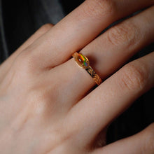 Load image into Gallery viewer, The Golden Age - Ornamental Filigree Fire Opal Engagement Ring 18K Gold