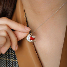 Load image into Gallery viewer, The Fat Pigeon - Fire Opal Diamond Pendant 18K Yellow Gold Adorable Bird Necklace