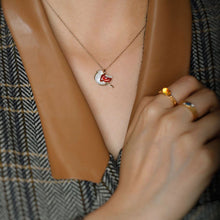 Load image into Gallery viewer, The Fat Pigeon - Fire Opal Diamond Pendant 18K Yellow Gold Adorable Bird Necklace