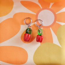 Load image into Gallery viewer, Glass Red Bell Pepper Charm Earrings