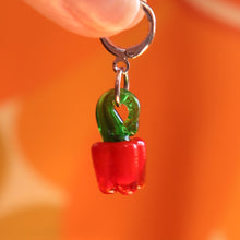 Load image into Gallery viewer, Glass Red Bell Pepper Charm Earrings