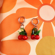 Load image into Gallery viewer, Glass Cherry Charm Earrings