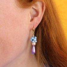 Load image into Gallery viewer, Glass Beaded Funky Chunky Blue Drop Earrings