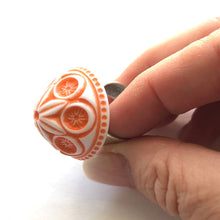 Load image into Gallery viewer, Coral Carved Cornflower Lucite Silver Cocktail Ring