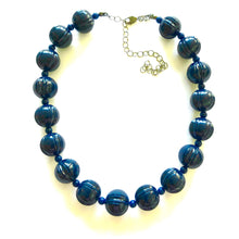 Load image into Gallery viewer, Navy Blue Carved Scalloped Lucite Marco Necklace