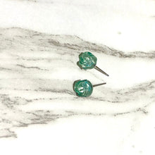 Load image into Gallery viewer, Seafoam Carved Lucite Rose Stud Earrings