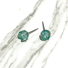 Load image into Gallery viewer, Seafoam Carved Lucite Rose Stud Earrings