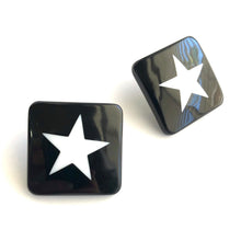 Load image into Gallery viewer, Black &amp; White Square Star Stud Earrings