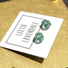 Load image into Gallery viewer, Seafoam Carved Lucite Rose Stud Earrings