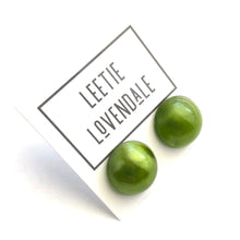 Load image into Gallery viewer, Olive Green Aura Glow Retro Button Studs