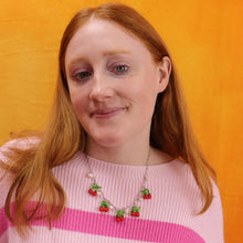 Load image into Gallery viewer, Glass Beaded Cherries Necklace