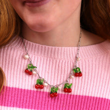 Load image into Gallery viewer, Glass Beaded Cherries Necklace