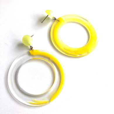 Yellow 80's Bubble Gum Donut Drop Earrings