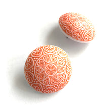 Load image into Gallery viewer, Orange &amp; White Heart Retro Button Stud Earrings