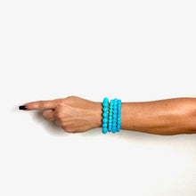 Load image into Gallery viewer, Turquoise and Aqua Blue Mix Stack &amp; Stretch Bracelets Set
