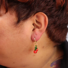 Load image into Gallery viewer, Glass Cherry Charm Earrings