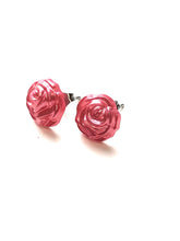 Load image into Gallery viewer, French Pink Pearl Rose Button Stud Earrings