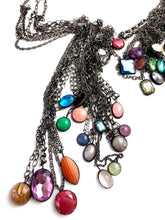 Load image into Gallery viewer, Ruby Luster Facet &amp; Gun Metal Layering Necklace - 22mm pendant