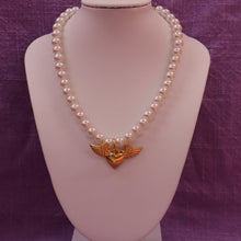 Load image into Gallery viewer, Pearly Winged Heart Charm Choker Necklace