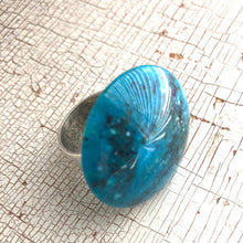 Load image into Gallery viewer, Capri Blue Speckled Granite Lucite Silver Cocktail Ring