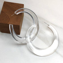 Load image into Gallery viewer, Clear Vintage Lucite Ashlie Hoop Earrings 3 Inch