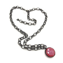 Load image into Gallery viewer, Ruby Luster Facet &amp; Gun Metal Layering Necklace - 22mm pendant