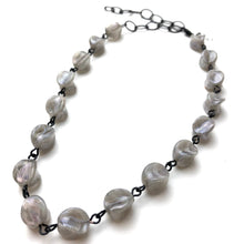 Load image into Gallery viewer, Aurora Borealis Grey Nugget Beaded Amelia Necklace