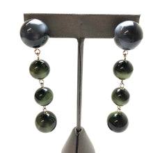 Load image into Gallery viewer, Charcoal &amp; Forest Green Moonglow Quad Drop Earrings