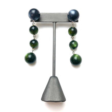 Load image into Gallery viewer, Charcoal &amp; Forest Green Moonglow Quad Drop Earrings