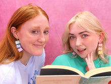 Load image into Gallery viewer, Rainbow Dangling Books Earrings