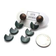 Load image into Gallery viewer, Chocolate &amp; Grey Green Moonglow Fish Scale Earrings