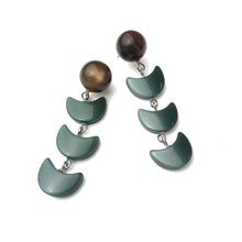 Load image into Gallery viewer, Chocolate &amp; Grey Green Moonglow Fish Scale Earrings