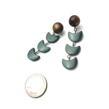 Load image into Gallery viewer, Chocolate &amp; Grey Green Moonglow Fish Scale Earrings