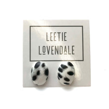Load image into Gallery viewer, Spotted Dalmatian Oval Button Stud Earrings