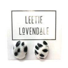 Load image into Gallery viewer, Spotted Dalmatian Oval Button Stud Earrings