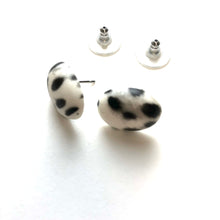 Load image into Gallery viewer, Spotted Dalmatian Oval Button Stud Earrings