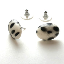 Load image into Gallery viewer, Spotted Dalmatian Oval Button Stud Earrings