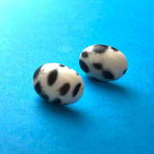 Load image into Gallery viewer, Spotted Dalmatian Oval Button Stud Earrings