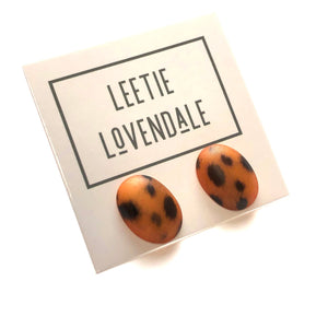 Spotted Wildcat Oval Button Stud Earrings