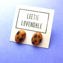 Load image into Gallery viewer, Spotted Wildcat Oval Button Stud Earrings