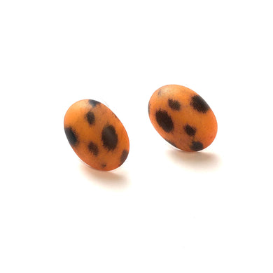 Spotted Wildcat Oval Button Stud Earrings