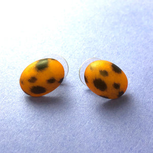 Spotted Wildcat Oval Button Stud Earrings