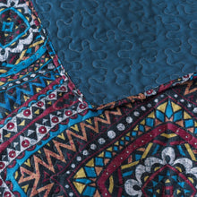 Load image into Gallery viewer, DaDa Bedding Farmhouse Bohemian Native Rustic Navy Blue Geometric Diamond Shapes Bedspread Set (KSX-001)